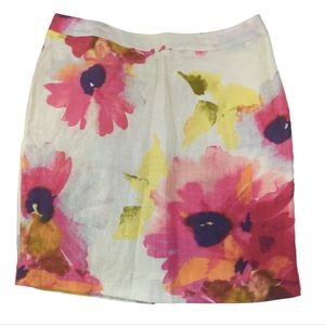 Loft floral skirt, linen blend, lined, women's size 12